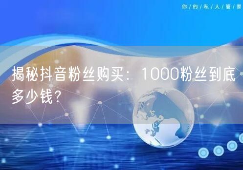 “揭秘抖音粉丝购买：1000粉丝到底多少钱