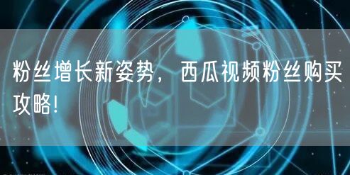 “粉丝增长新姿势，西瓜视频粉丝购买攻略!