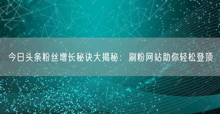 “今日头条粉丝增长秘诀大揭秘：刷粉网站助你