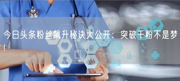 “今日头条粉丝飙升秘诀大公开:突破千粉不是