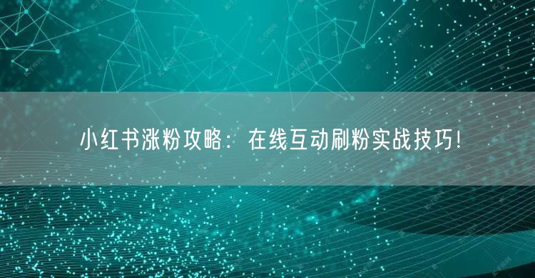 “小红书涨粉攻略：在线互动刷粉实战技巧！
