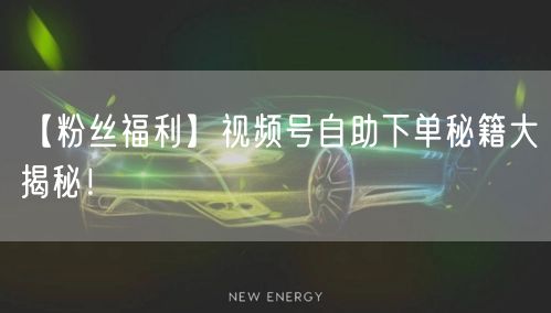 “【粉丝福利】视频号自助下单秘籍大揭秘！