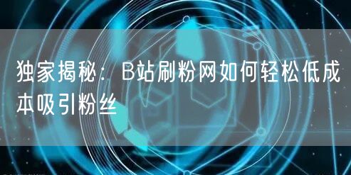 “独家揭秘：B站刷粉网如何轻松低成本吸引粉